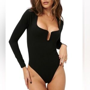 NWT Good American U Ring Long Sleeve Bodysuit 2/M